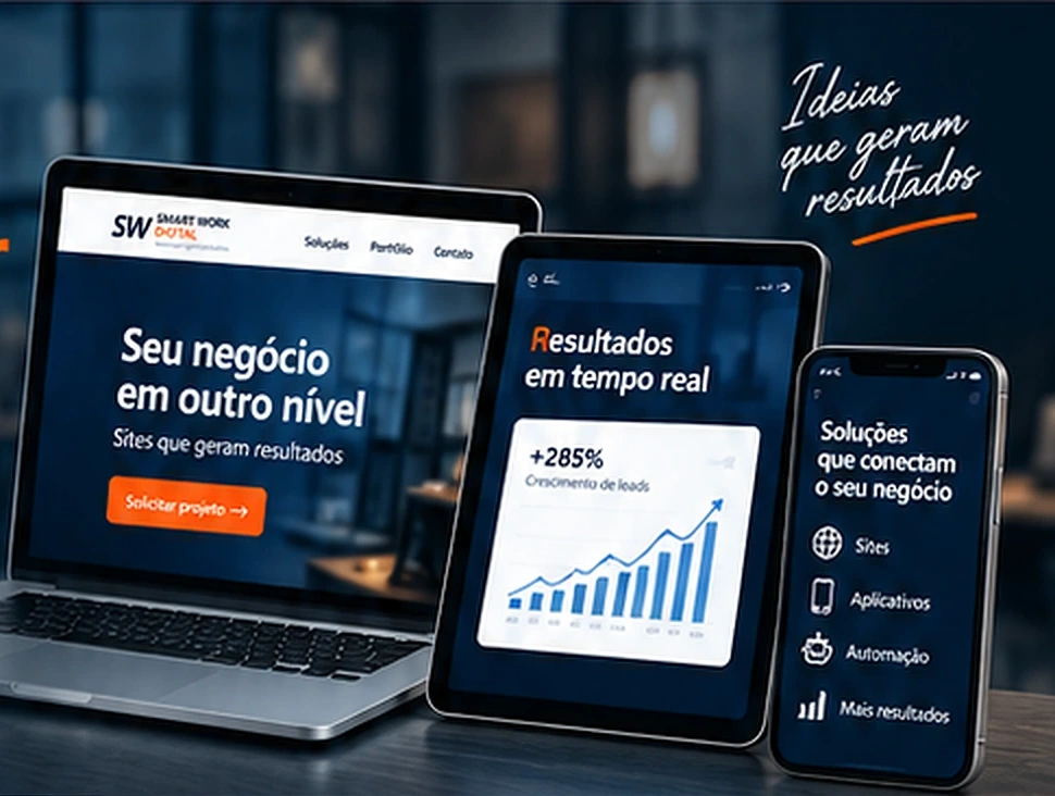 Notebook, tablet e smartphone com soluções Smart Work Digital